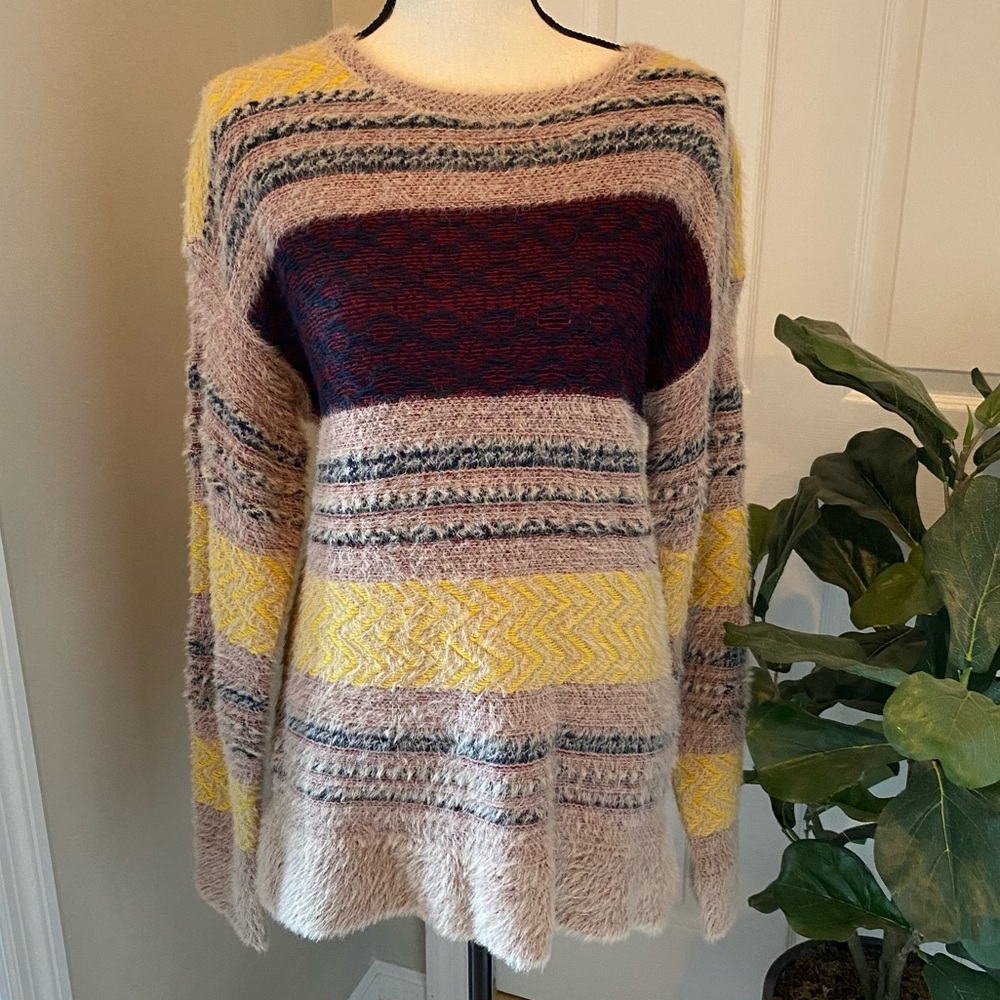 Hem And Thread Multi Color Fuzzy Sweater L. - image 1